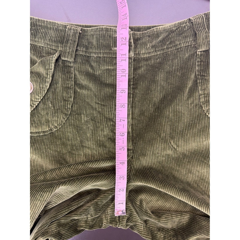 Talbots Olive Green Corduroy Gaucho Pants Wide Leg Cropped Utility Pockets 18 - Picture 7 of 9